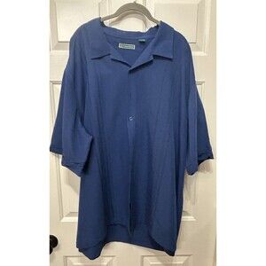 Cubavera Dark Blue Embroidered Button Down Shirt Big & Tall  3XLT